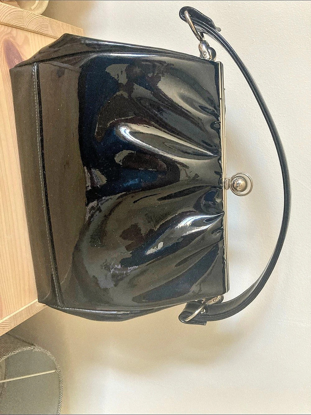 Black Patent Shoulder Bag